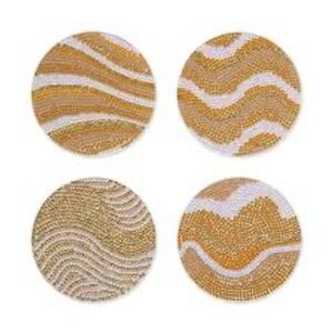 Hamilton Gold and White Beaded Coasters - Super Lovely! NWOT